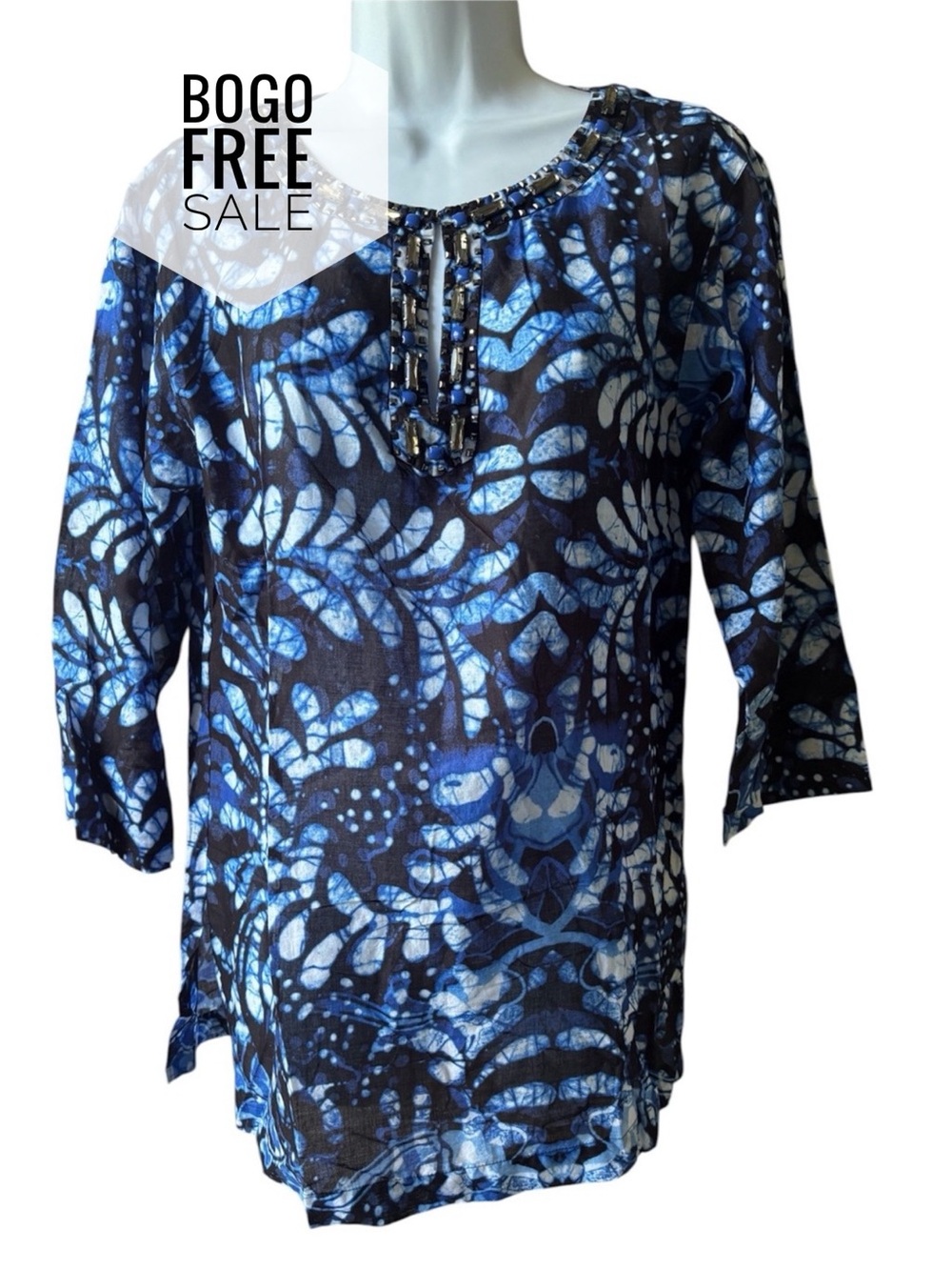 Anne Klein Women's Bejeweled Keyhole Tunic